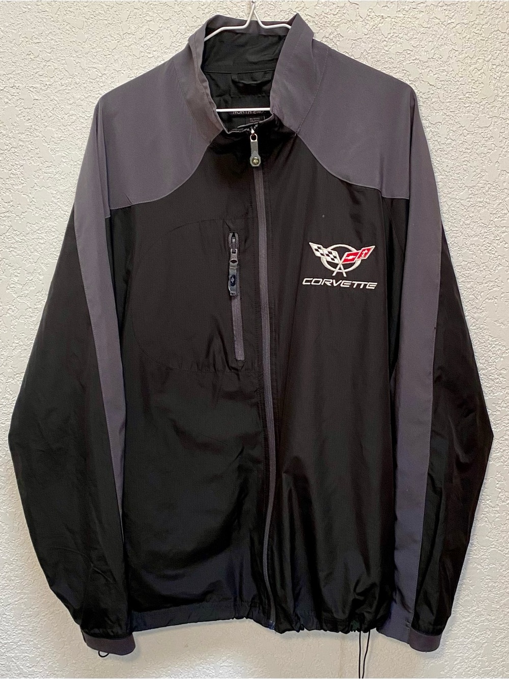 North End CORVETTE Jacket Mens Large Black Grey Full-Zip Lightweight Windbreaker